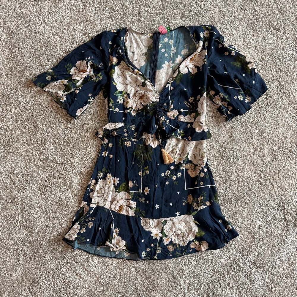 Farm Rio Floral Star Print Mini Dress Size P